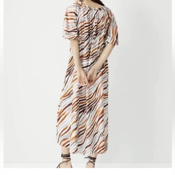 NWOT Ann Taylor Zebra Stripe Boat Neck Midi Dress OVERSIZED fits up to S/M - Picture 5 of 9